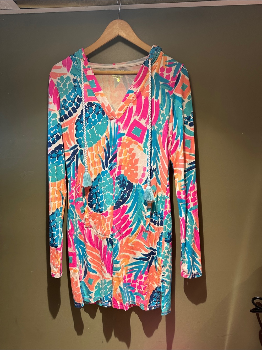 Lilly Pulitzer Pastel Pink Blue Multi Print Beach Pool Cover Up Dress sz XS